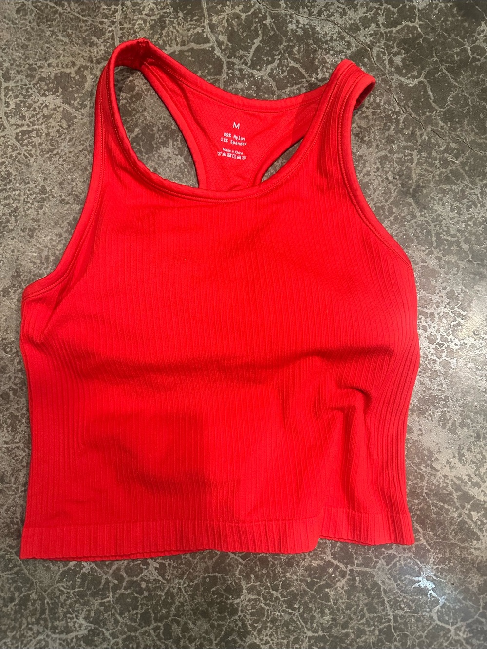 Red Ribbed Racerback Crop Tank Top